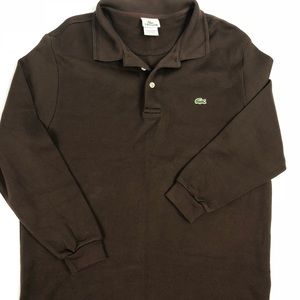 Lacoste Mens Size L Long Sleeve Polo Shirt Brown